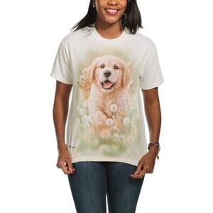 The Mountain Women's Dyed & Printed Crew Neck Golden Puppy T-Shirt Size 5XL